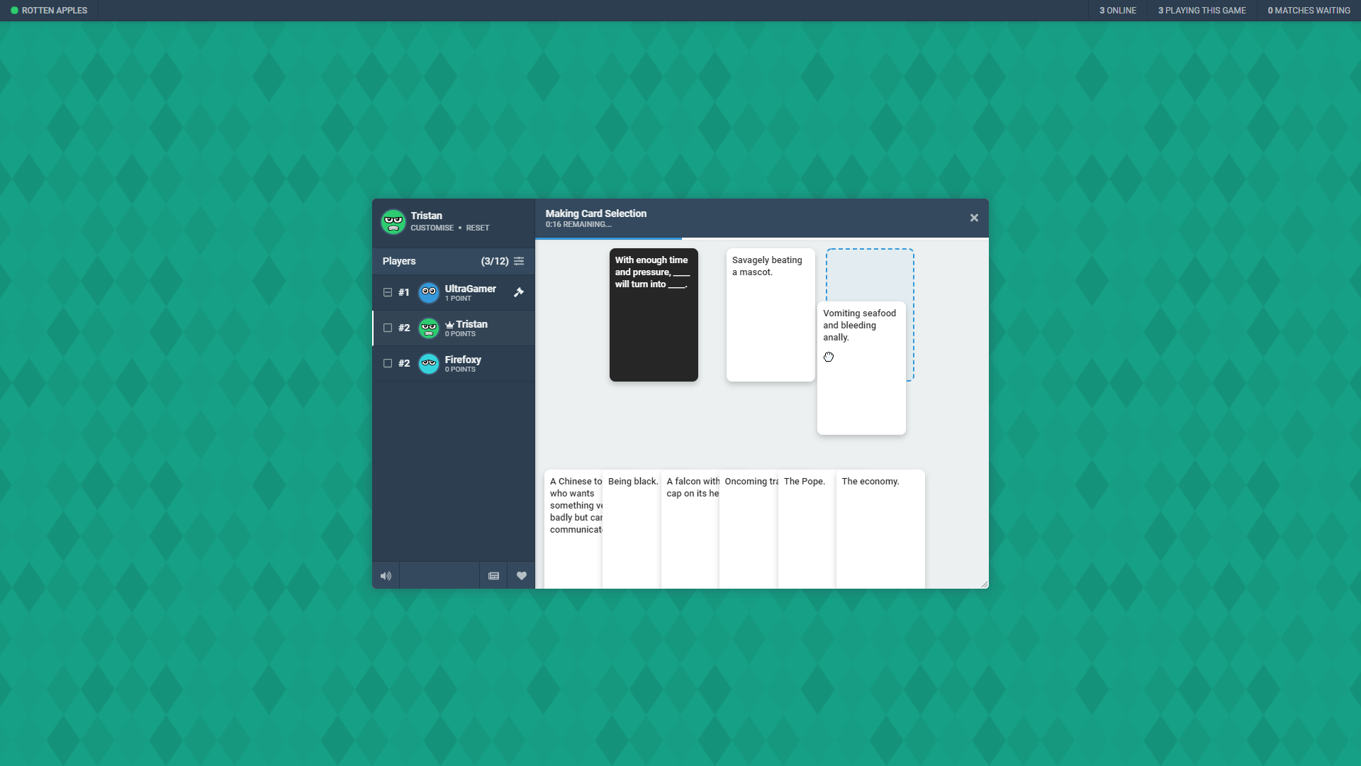 A screenshot of the Rotten Apples game on Bloob.io, showing what the gameplay experience is like.
