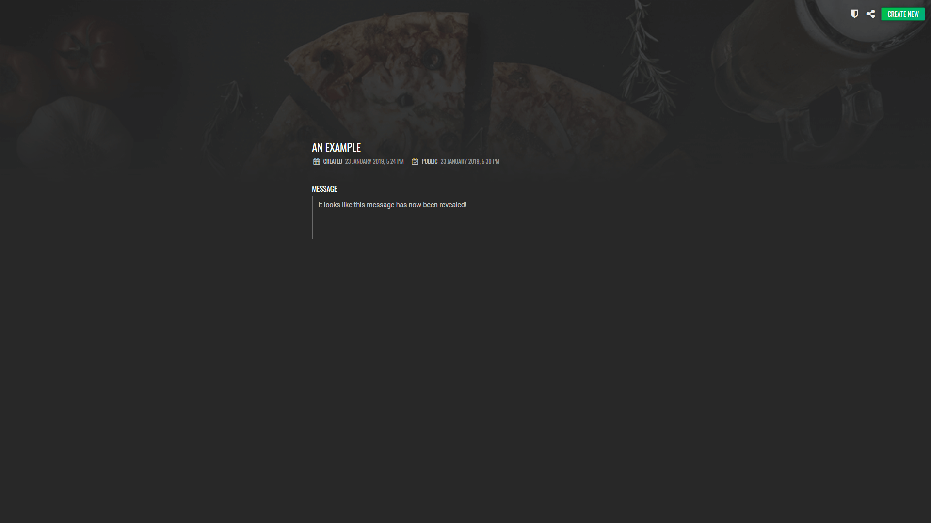 A screenshot showing a message that has become public.